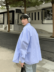 Blue and White Oversized Shirt