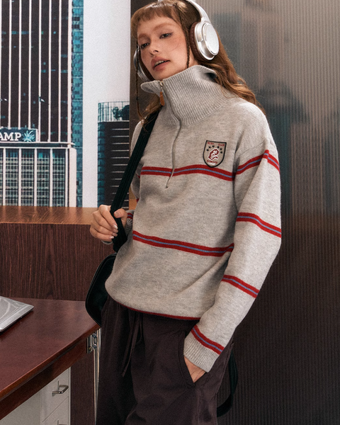 Half Zip College Style Knit