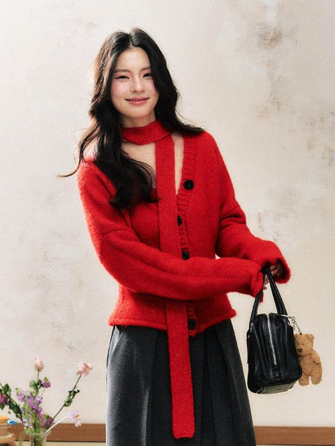 Red Knitted Cardigan - My Store