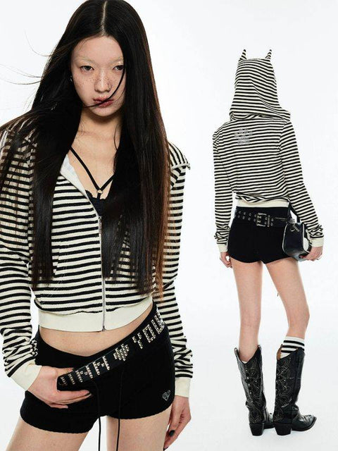 Stripe Zip Up Hoodie - My Store