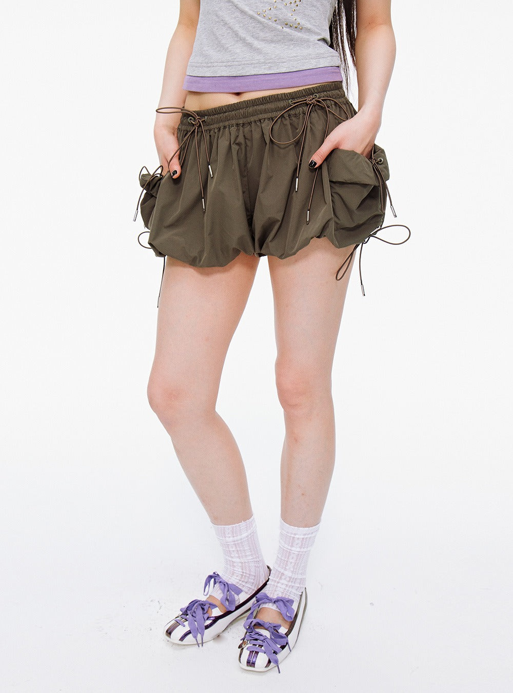 High Waist Pocket String Shorts