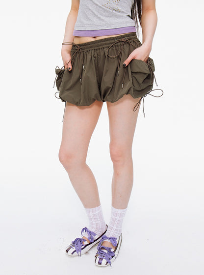 High Waist Pocket String Shorts