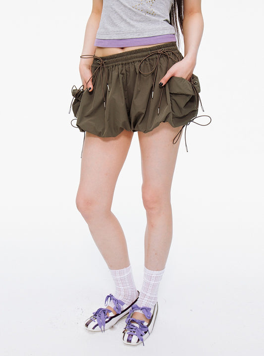 High Waist Pocket String Shorts
