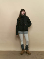 Black Ruffled Short Down Jacket - My Store