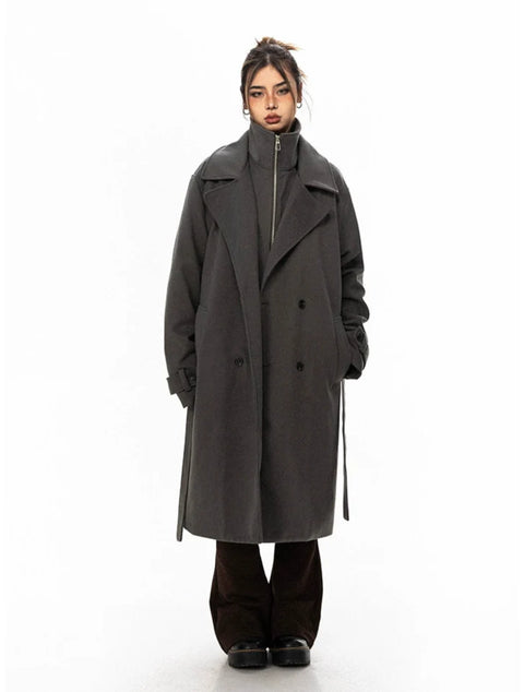 Oversized Belted Double Breasted Coat