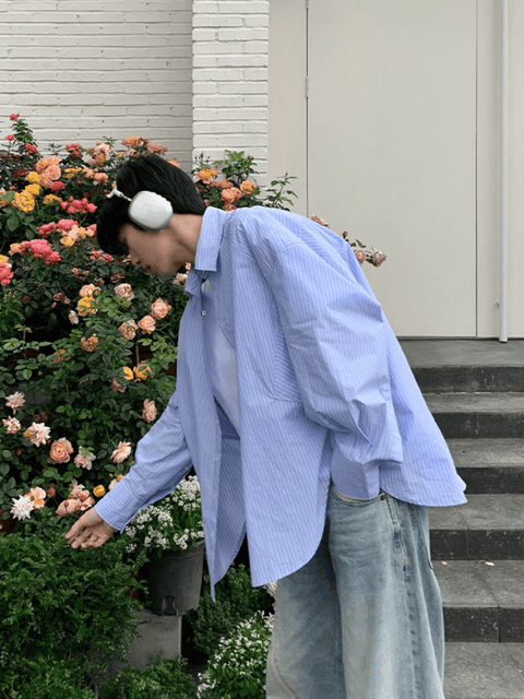 Blue and White Oversized Shirt