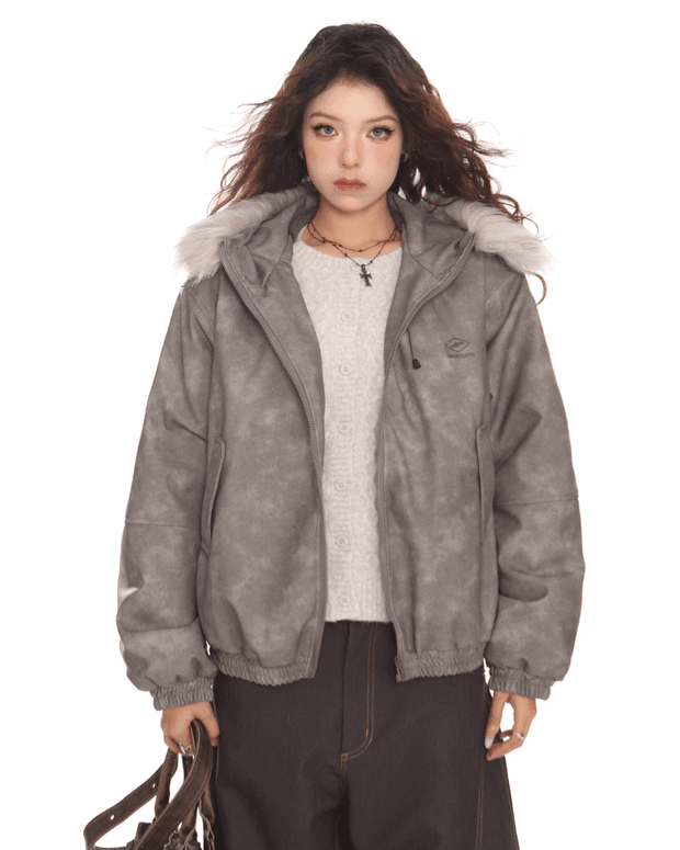 Fur Hood Zip Jacket - My Store