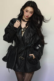 Retro PU Leather Loose Jacket - My Store