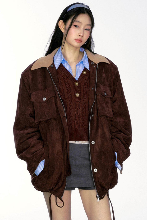 Fur Collar Suede Thick Jacket - My Store