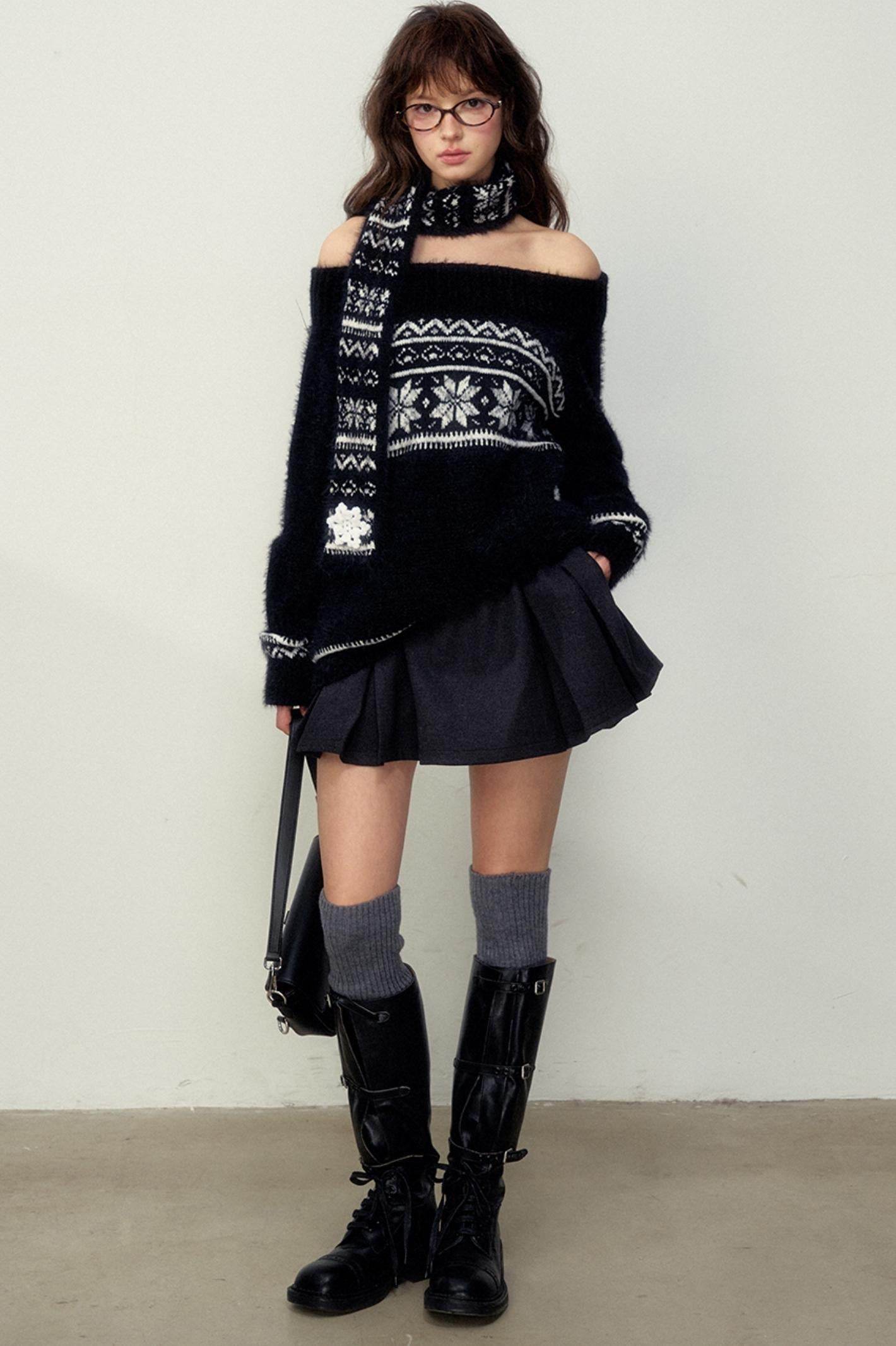 Classic Dark Gray Houndstooth Skirt - My Store