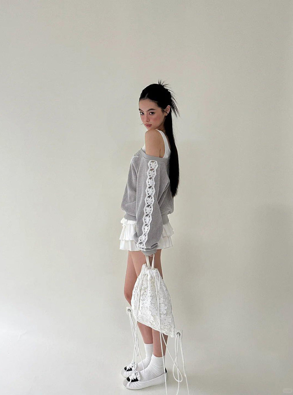 Lace Chenille Hollow Long-Sleeved Top