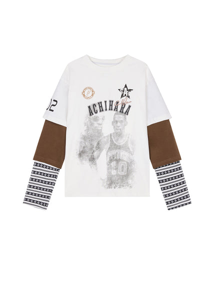 Spring Print Basketball Layered Top (3color)