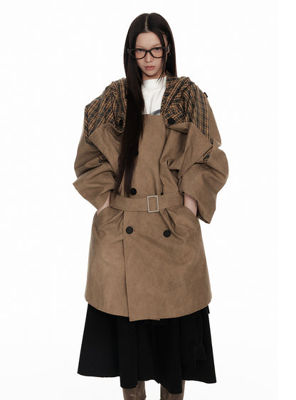 Modern Checkered Workwear Hood Jacket