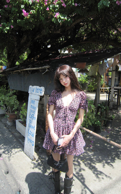 Rosy Bloom Mini Dress