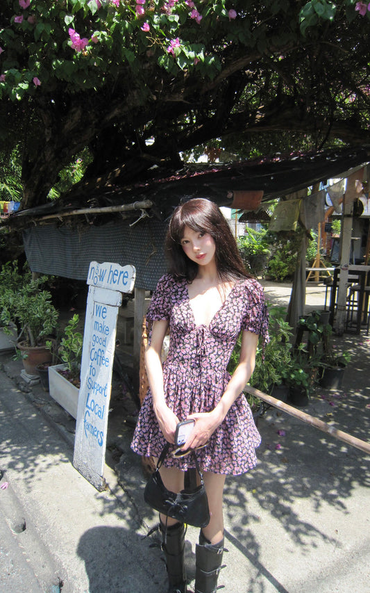 Rosy Bloom Mini Dress