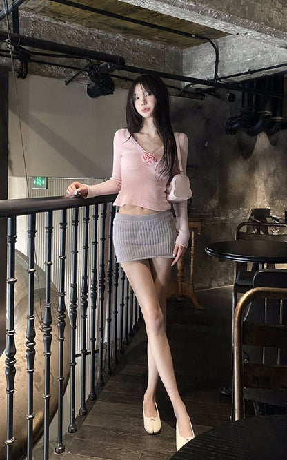 Rosebud Knit Ribbed Top