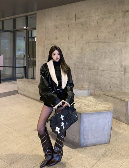 Fur Trim Leather Jacket