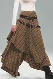 Layered Plaid Maxi Skirt - My Store