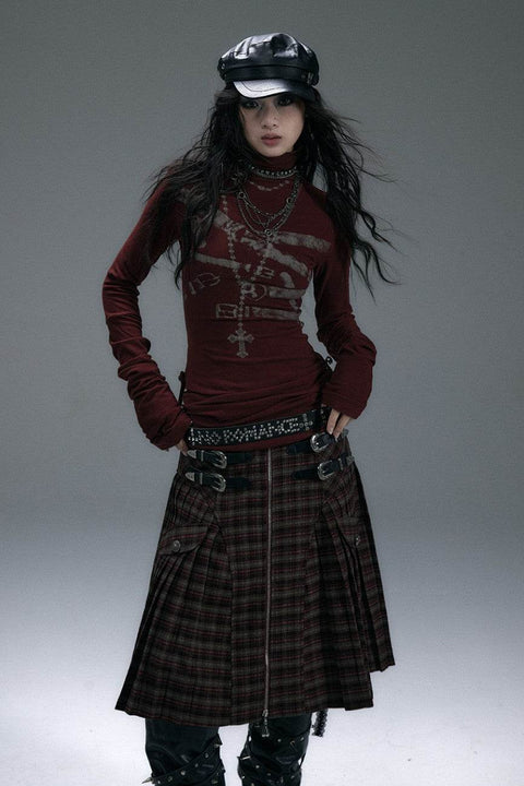 Buckled Plaid Skirt - My Store