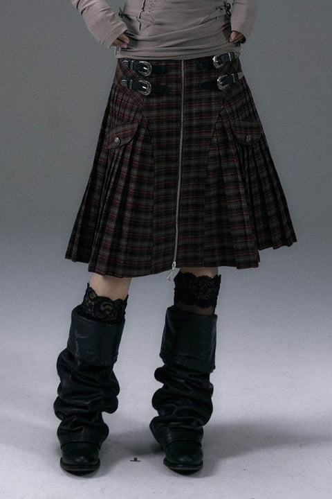 Buckled Plaid Skirt - My Store