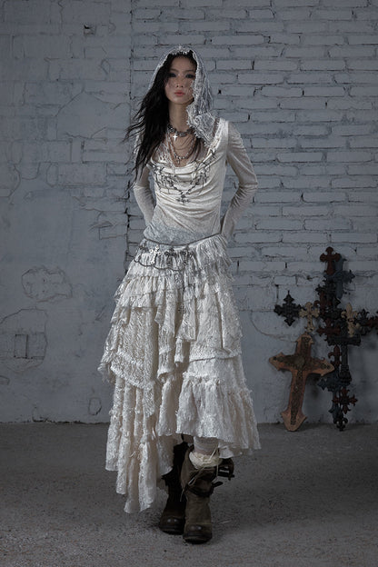 Lace Hooded Chain Dress