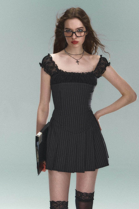 Pinstripe Lace Dress - My Store