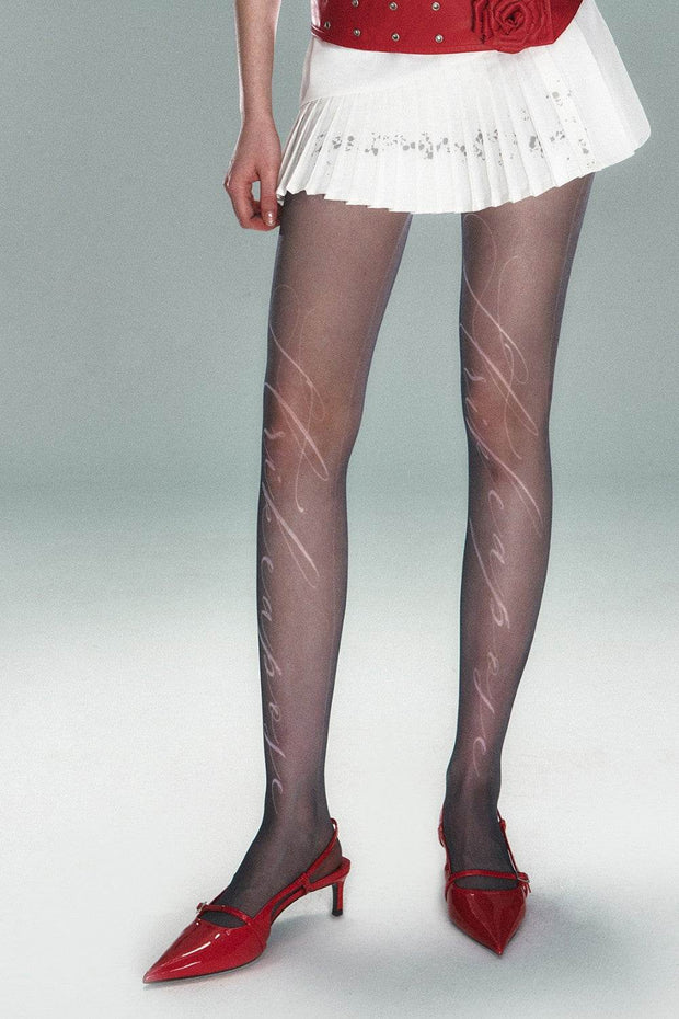 Sheer Print Tights - My Store