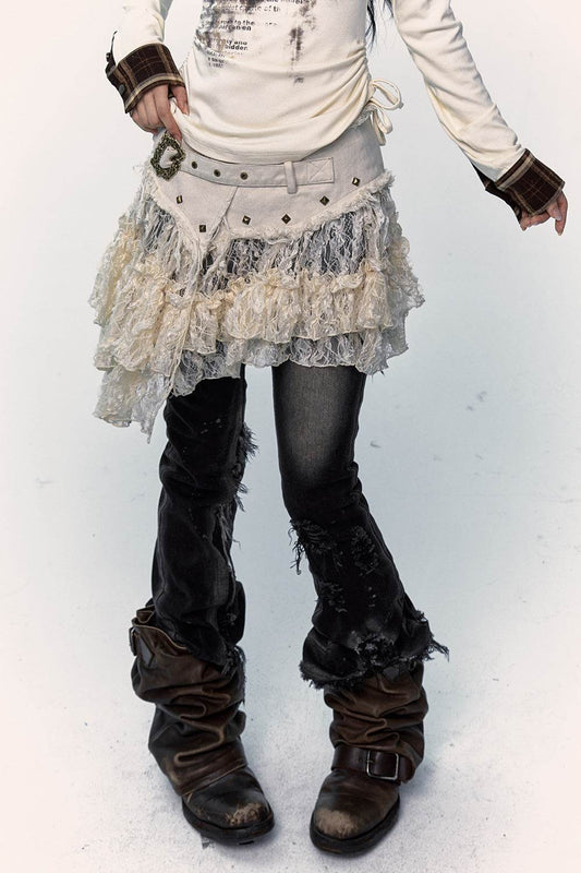 Lace Ruffle Mini Skirt - My Store