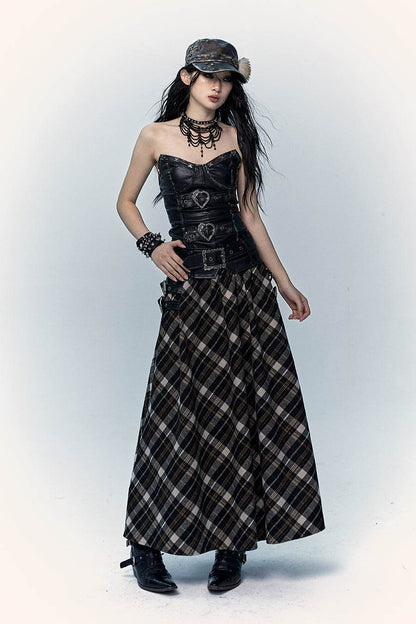 Heart Buckle Leather Bustier - My Store
