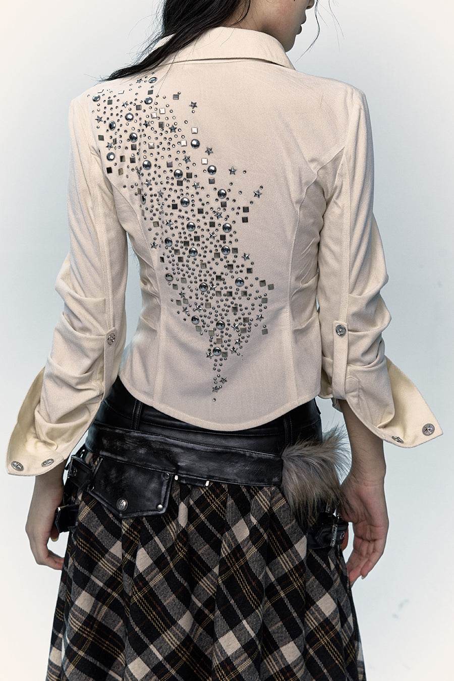 Ruched Rhinestone Blouse - My Store