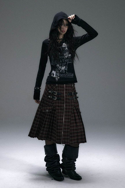 Buckled Plaid Skirt - My Store