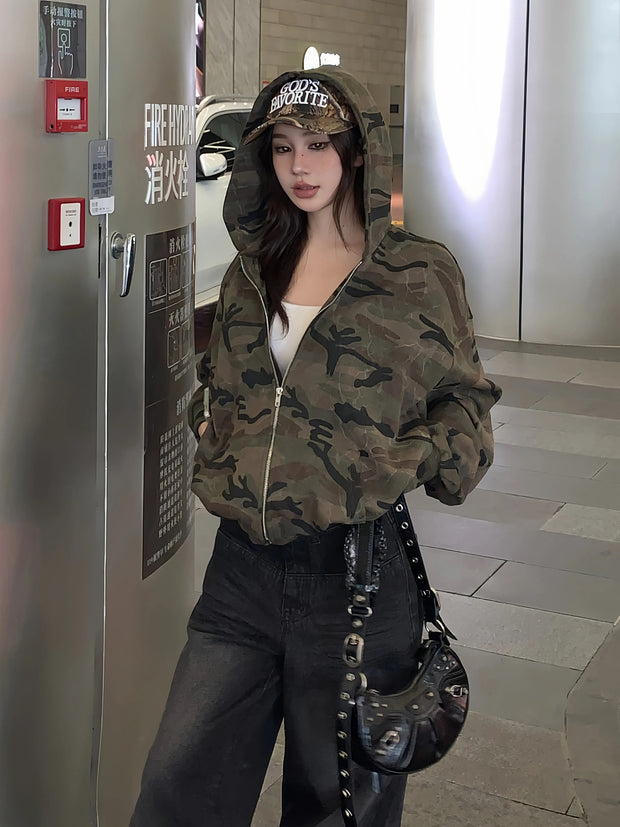 Camo Zip Up Hoodie