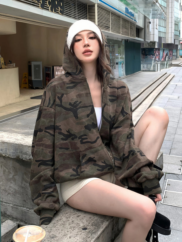 Camo Zip Up Hoodie