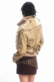 Fur Light Leather Coat - My Store