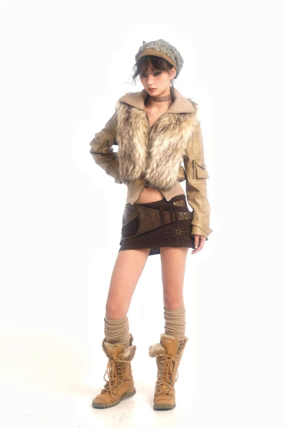 Fur Light Leather Coat - My Store
