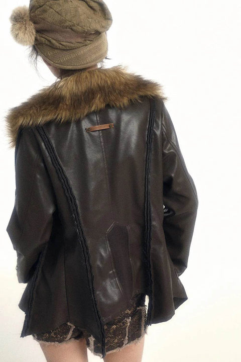 Irregular Leather Jacket - My Store