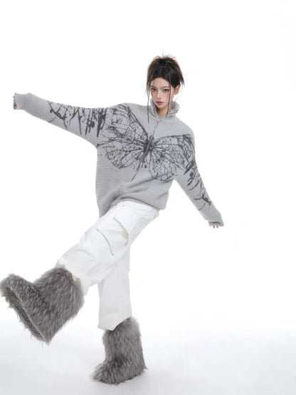 Fleece Butterfly Zip Up Jacket
