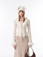 1JINN Fur Accent Cardigan
