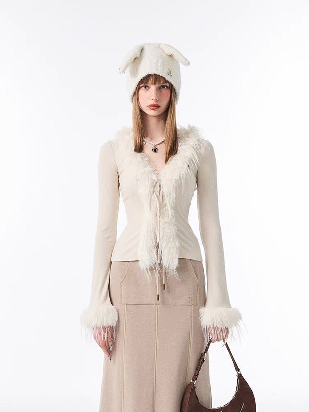1JINN Fur Accent Cardigan