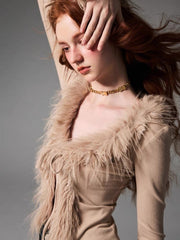 1JINN Fur Accent Cardigan