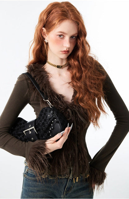 1JINN Fur Accent Cardigan