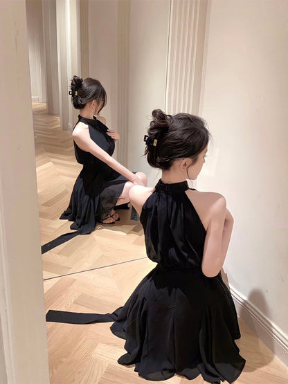 Halter Neck Chiffon Dress