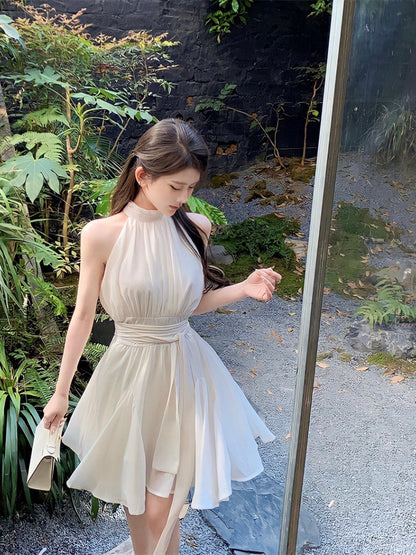 Halter Neck Chiffon Dress
