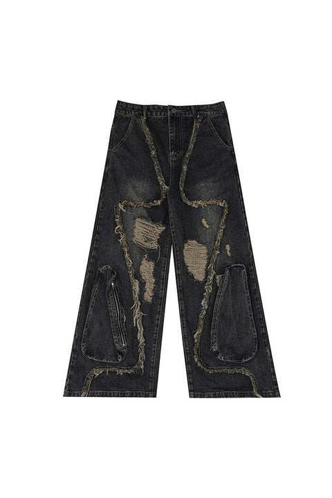 Deconstructed Retro Ripped Jeans - My Store