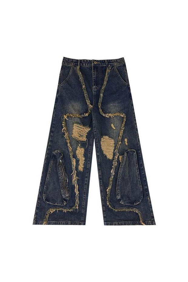 Deconstructed Retro Ripped Jeans - My Store