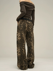 Leopard Print Denim Jeans