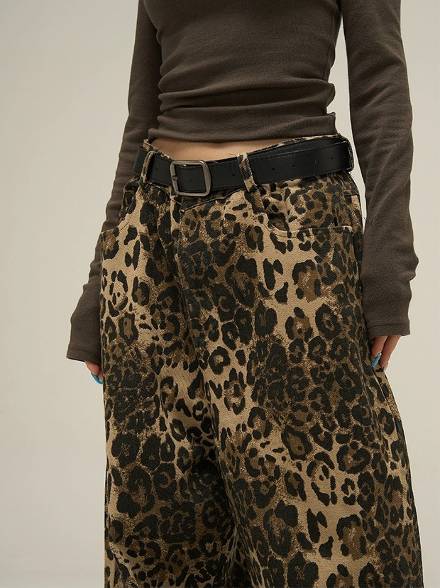 Leopard Print Denim Jeans