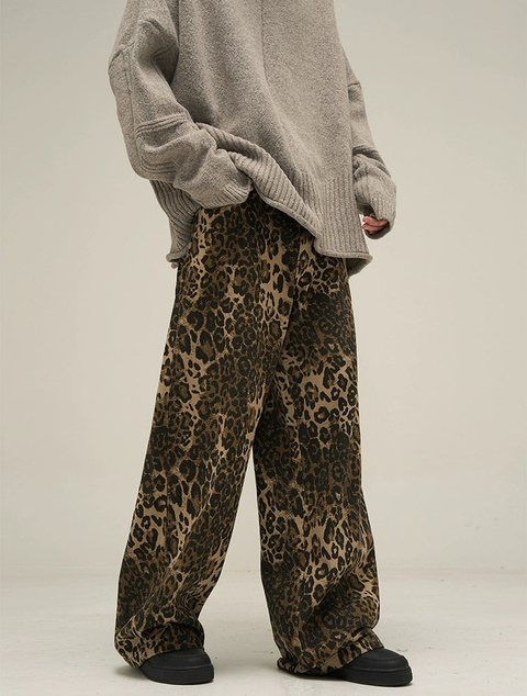 Leopard Print Denim Jeans