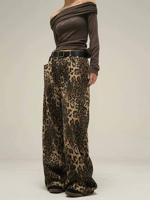 Leopard Print Denim Jeans