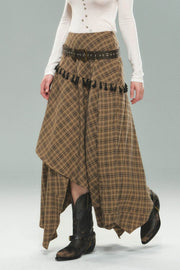 Layered Plaid Maxi Skirt - My Store